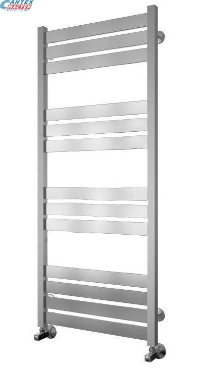 Полотенцесушитель 500x1256 мм Terminus Латте П13 1/2" дюйма. водяной, нижнее подключение, из нержавеющей стали, форма лесенка, настенный, цвет хром, для ванны, вертикальный, к стояку горячей воды, отопления, межосевое расстояние