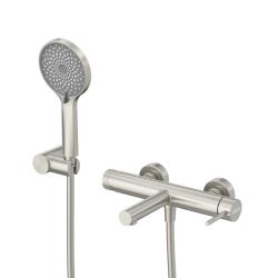 Смеситель для ванны/душа Cezares Relax настенный, однорычажный, неповоротный, длина 194 мм, керамический, нержавеющая сталь, цвет сатин Смеситель для ванны/душа Cezares Relax настенный, однорычажный, неповоротный, длина 194 мм, керамический, нержавеющая сталь, цвет сатин