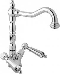 Смеситель для раковины Cezares First, двухвентильный, высокий, длина излива 180 мм, поворотный, керамический, латунь, цвет хром, с донным клапаном