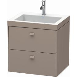 Тумба c раковиной Duravit Brioso, 60х48х61,3 см, подвесная, 2 выдвижных ящика, ДСП, цвет: базальт /Vero Air, мебельная, прямоугольная, цвет белый, фарфоровая, 1 отверстие под смеситель, без перелива