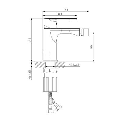Смеситель для биде Splenka S05.50 однорычажный, керамический картридж, фиксированный излив, длина 154 мм, латунь, цвет хром, без шланга/лейки