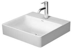 Раковина DURAVIT DuraSquare WonderGliss 50х47х14,5 см, подвесная, прямоугольная, санфарфор, цвет белый, без отверстия под смеситель, антигрязевое покрытие, без перелива