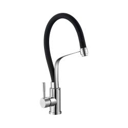 Смеситель для кухни G-lauf ZAP4-D090 однорычажный, с гибким изливом, 183 мм, цвет нержавеющая сталь/черный