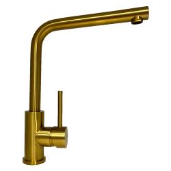 Смеситель для кухни/мойки TopZero, цвет золото, L образный, однорычажный, с высоким/низким изливом, высота излива 275 см, из нержавеющей стали