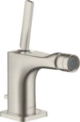 Смеситель для биде Axor Citterio E однорычажный, керамический, фиксированный излив, длина 11,4 см, латунь, цвет под сталь, без шланга/лейки, с донным клапаном