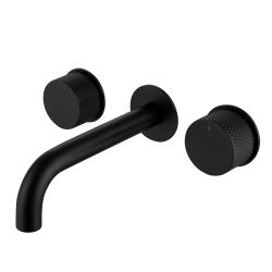 Смеситель для раковины/умывальника ABBER Wasser Kreis скрытого монтажа, двухвентильный, округлый, неповоротный, длина излива 200 мм, латунь, цвет черный матовый