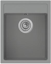 Мойка кухонная Longran Ultra ULS400.500, 40х50 см, врезная, искусственный гранит (LONSTONE), прямоугольная, цвет крома, без отверстия под смеситель, слив-перелив, без крыла