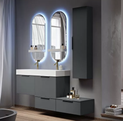 Тумба Cezares Premium, 70х45х27 см, подвесная, 1 выдвижной ящик, цвет серое облако, шкафчик навесной, механизм доводчика, прямоугольная