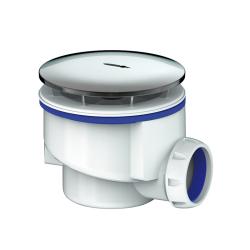 Сифон Unicorn для душевого поддона высота 110 мм, с хромированным выпуском 115 мм, цвет хром/белый, полипропилен, без отвода