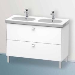 Тумба под раковину Duravit Brioso, 117х46,9х69,3 см, напольная, цвет: белый матовый/хром, 2 выдвижных ящика, ДСП, прямоугольная, левая/правая, для раковины D-Code, в ванную комнату