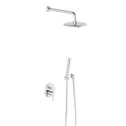Душевая система Damixa Scandinavian Pure встраиваемая, цвет хром, комплект: смеситель/тропический душ круглый (с верхней лейкой)/лейка/шланг, латунь/ABS-пластик/ПВХ, скрытого монтажа 