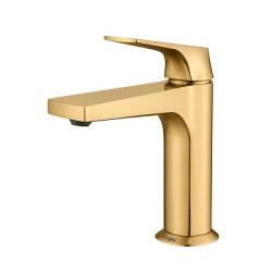 Смеситель для раковины/умывальника Raglo R07.10.03 однорычажный, неповоротный, фиксированный, излив длина 147.5 мм высота 129 мм латунь, цвет сатин золотой