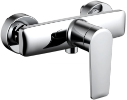 Смеситель для душа Esko Baku однорычажный, керамический, настенный, без излива, без шланга и лейки, латунь, цвет хром, универсальный, горизонтальный, рычажный, кран, комплект, сантехника, размер, характеристики, высота, расстояние