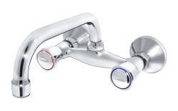 Смеситель для кухни/мойки Варион В.П. Бета, настенный, двухвентильный, поворотный, кран-буксы резина, длина излива 180 мм, латунь, цвет хром 1103171