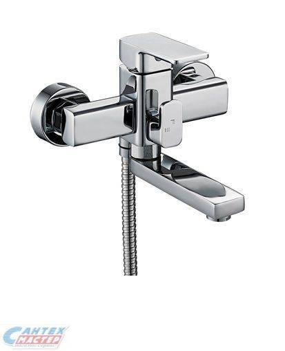 Смеситель для ванны/душа G-lauf однорычажный, керамический, настенный, излив поворотный 124 мм, с гибким шлангом, душем/лейкой, латунь, цвет хром, длинный, универсальный, горизонтальный, рычажный, кран, комплект, сантехника, размер, характеристики