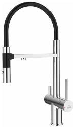 Смеситель для кухни/мойки ROSE однорычажный, с подключением к фильтру, гибкий излив, поворотный, высокий, длина 220 мм, латунь, цвет хром