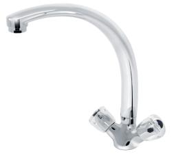 Смеситель для кухни/мойки Варион ХРОМ излив MAXI, двухвентильный, поворотный, кран-буксы, длина излива 210 мм, латунь, цвет хром