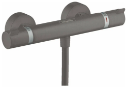 Смеситель для душа Hansgrohe Ecostat Comfort ВМ, BBC, термостатический, наружного монтажа, керамический, настенный, без излива/шланга/лейки, латунь, цвет шлифованный черный хром Смеситель для душа Hansgrohe Ecostat Comfort ВМ, BBC, термостатический, наружного монтажа, керамический, настенный, без излива/шланга/лейки, латунь, цвет шлифованный черный хром