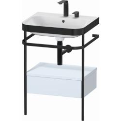 Консоль с раковиной Duravit Happy D.2 Plus c-bonded, 57,5х49х85 см, напольная, металл/ДСП 1 выдвижной ящик, цвет: светло-голубой шелковисто-матовый /умывальник, прямоугольный, цвет белый, керамика, 2 отверстия под смеситель