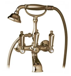 Смеситель для ванны/душа Cezares First, настенный, двухвентильный, неповоротный, длина 150 мм, керамический, латунь, цвет бронза