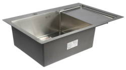 Мойка кухонная Aflorn Premium, 78х51 см, врезная, нержавеющая сталь, прямоугольная, цвет: сатин, с отверстием под смеситель, слив-перелив, с крылом справа AF97851-L