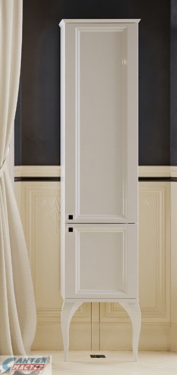 Пенал Aqwella LaDonna П4, 185х42х30 см, напольный/на ножках, (правый/левый/универсальный), с дверцами/двустворчатый, стеклянные полки, встоенные полки, цвет белый, в ванную комнату