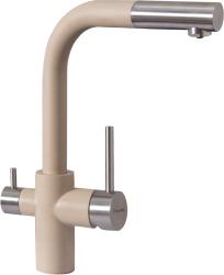 Смеситель для кухни Florentina Кристалл, однорычажный, выдвижной, керамический, с высоким изливом, высота излива 30,8 см, латунь, цвет шампань, с подключением к фильтру чистой воды