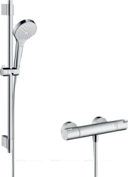 Душевая система Hansgrohe Croma Select S Vario, высота 71,4 см, цвет хром/белый, комплект: ручной душ/термостат для душ/душевая штанга/держатель/шланг для душа, наружного монтажа, настенная, латунная Душевая система Hansgrohe Croma Select S Vario, высота 71,4 см, цвет хром/белый, комплект: ручной душ/термостат для душ/душевая штанга/держатель/шланг для душа, наружного монтажа, настенная, латунная