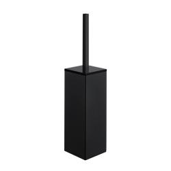 Ершик IDDIS On-X напольный, цвет черный матовый/вставка из стекла, сплав металлов, металлический, квадратный, для туалета/унитаза