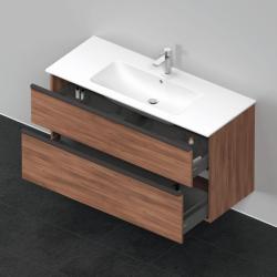 Тумба под раковину Duravit D-Neo, 121х46,2х62,5 см, подвесная, 2 выдвижных ящика, ДСП, цвет: орех матовый, шкафчик навесной, прямоугольная, правая/левая, в ванную комнату