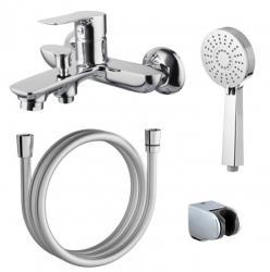 Смеситель для ванны/душа Azario AVILLA однорычажный, керамический картридж, настенный, излив короткий, неповоротный, длина излива 189 мм, латунь, цвет хром