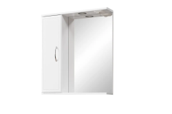 Зеркальный шкаф GRADEONIKA "Спарта 600", с LED/ЛЕД-подсветкой, подвесной, цвет белый, зеркало, 1 распашная дверца, прямоугольный, левый/левосторонний