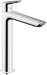 Смеситель для раковины Hansgrohe Logis 240 Fine, однорычажный, фиксированный излив, длина излива 17,2 см, керамический, латунь, цвет хром, без донного клапана