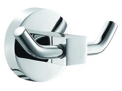 Крючок двойной Azario NESSY, настенный, нержавеющая сталь, форма округлая, для полотенец/халатов в ванную/туалет/душевую кабину, цвет хром