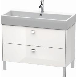 Тумба под раковину Duravit Brioso, 98,4х45,9х57 см, напольная, цвет: белый глянец/хром, 2 выдвижных ящика, ДСП, прямоугольная, левая/правая, в ванную комнату