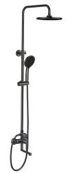 Душевая система Esko со смесителем Lagos Gun Metal 935-1625 мм цвет оружейная сталь, комплект: однорычажный смеситель/излив/тропический душ (с верхней лейкой)/лейка/стойка/шланг 