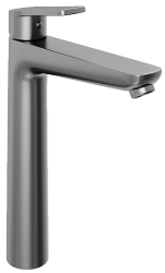 Смеситель для раковины/умывальника Abelsberg Lineara однорычажный, высокий, неповоротный/фиксированный, излив длина 156 мм высота 238 мм латунь, цвет космическая сталь