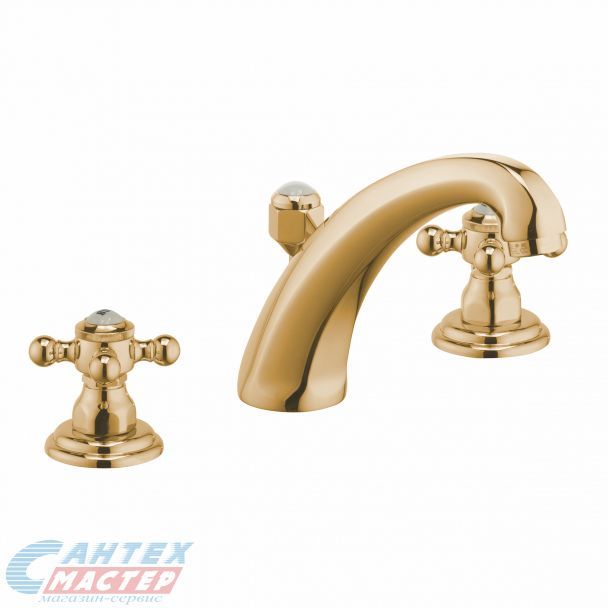 Смеситель для раковины Kludi Spirit трехсекционный, встраеваемый, рычажный, излив длинный, длина 150 мм, керамический, латунь, цвет золото, без донного клапана