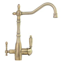 Смеситель для кухни/мойки TopZero 3в1, цвет бронза, однорычажный, с высоким изливом, высота излива 260 см, из латуни