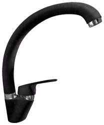 Смеситель для кухни/мойки GranFest, однорычажный, керамический картридж, высокий, с поворотным изливом, длина 200 мм, латунь, цвет черный