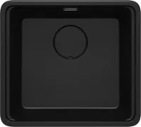 Мойка кухонная Deante Momi, 50х45 см, врезная, гранит, прямоугольная, цвет черный, без отверстия под смеситель, без крыла, слив-перелив, врезная в столещницу, для кухни