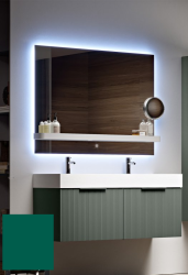 Тумба под раковину Cezares Premium Plisse 120, 120х44х25 см, подвесная, 2 выдвижных ящика, МДФ, цвет: зеленый, шкафчик навесной, механизм доводчика, прямоугольная