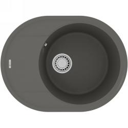 Мойка кухонная Lemark LACHA 620, 47х62х19,7 см, врезная, кварцгранит, овальная, цвет серый шелк, без отверстия под смеситель, с крылом, оборачиваемая, слив-перелив, врезная в столещницу, для кухни