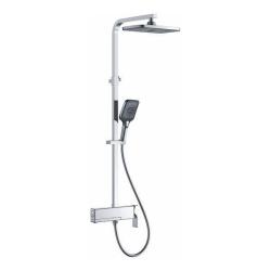 Душевая система ROSE, высота 860/1500 мм, цвет хром, комплект: однорычажный, смеситель без излива/тропический душ (с верхней лейкой)/стойка/лейка/шланг, наружного монтажа