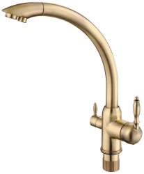 Смеситель для кухни/мойки VIEIR, биканальный, однорычажный, поворотный, керамический, длина излива 230 мм, латунь, цвет бронза