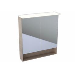 Шкаф зеркальный Geberit (Keramag) Acanto 75х83 см дуб мистик, подсветка, доводчики, две створки, мягкое закрывание 500.645.00.2