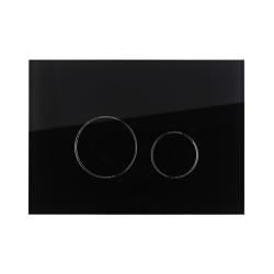 Кнопка смыва KK-POL M11 Vitrum Grande Omnes Orbis прямоугольная, цвет черный глянцевый, стекло, клавиша управления для сливного бачка, инсталляции унитаза, двойная, механическая, панель, универсальная, размер 245х175х14 мм