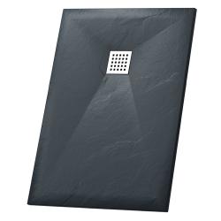 Душевой поддон RGW Stone Tray ST-G, 80х160х2,5 см, прямоугольный, из искусственного камня, низкий, цвет: графит, с антискользящим рельефным покрытием, без бортика