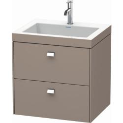 Тумба c раковиной Duravit Brioso, 60х48х61,3 см, подвесная, 2 выдвижных ящика, ДСП, цвет: базальт/хром /Vero Air, мебельная, прямоугольная, цвет белый, фарфоровая, с площадкой под смеситель, без перелива