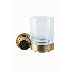 Стакан Boheme Royal Cristal Black, с держателем, настенный, латунь/сталь/стекло, форма округлая, для зубных щеток в ванную/туалет/душевую кабину, цвет бронза